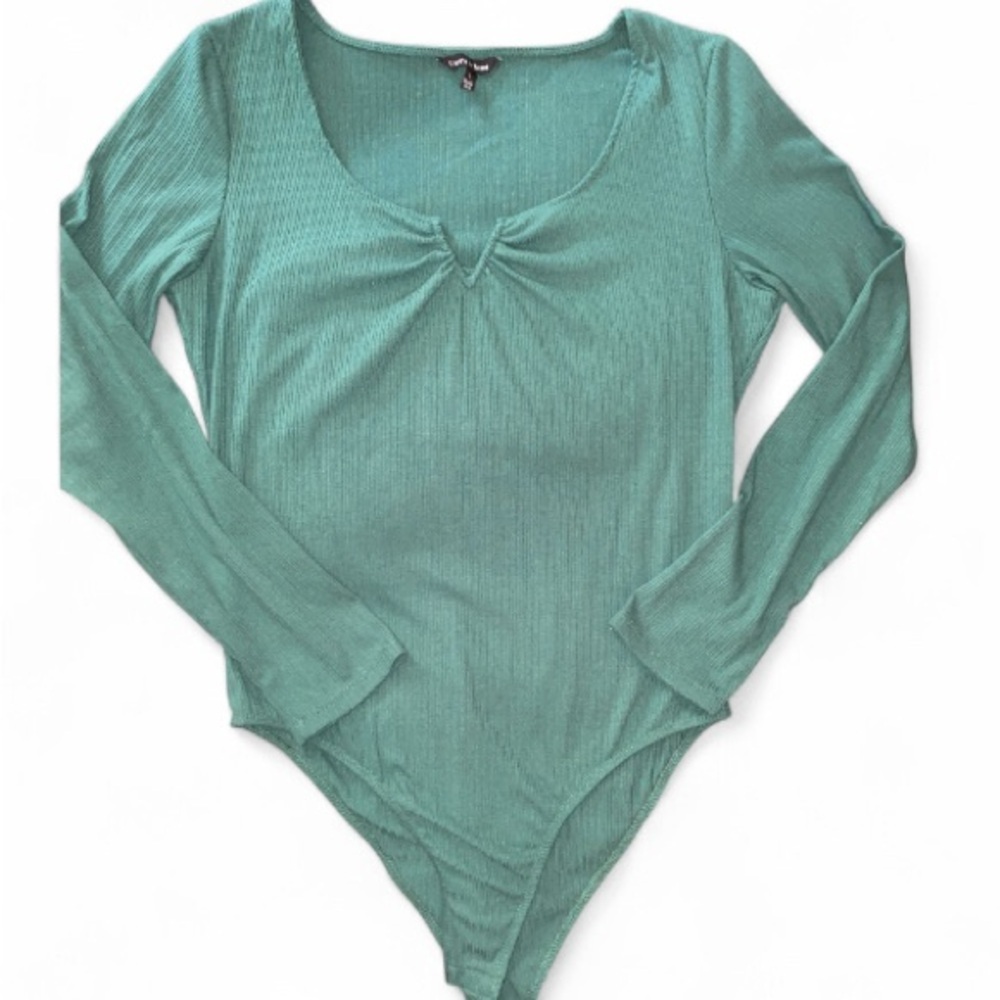 Violets & Roses • Green • Ribbed • Long Sleeve • Bodysuit